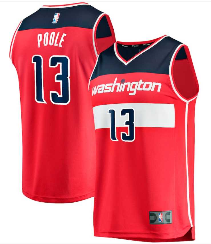 Mens Washington Wizards #13 Jordan Poole Red Icon Edition Stitched Jersey Dzhi